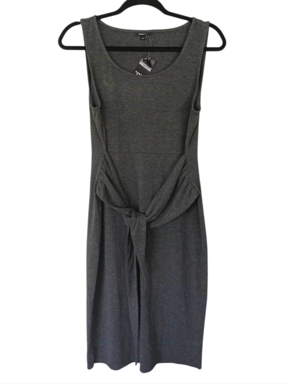 torrid NWT Charcoal Gray Jersey Tie Waist Sleeveless Midi Dress Size 00 (Large)